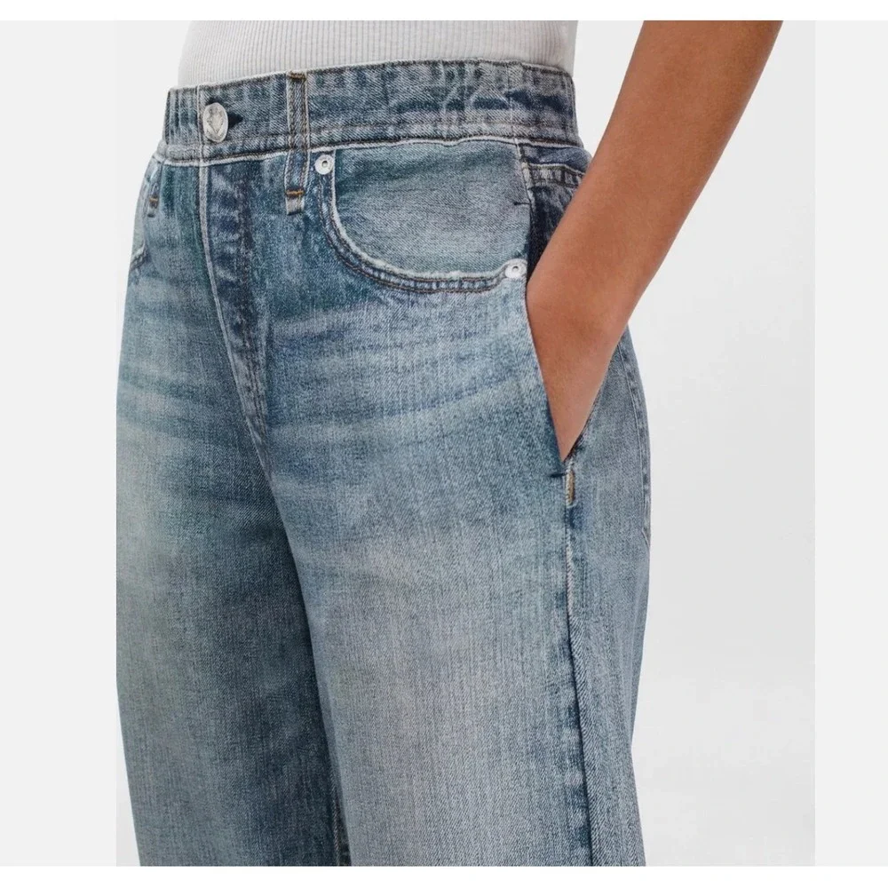 Rag & Bone Womens Miramar Wide-Leg Sweatpant Jeans Pant Blue Light Wash 28 - Picture 3 of 13